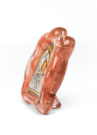 Икона казанская богородица 7х9см в красном муранском стекле4 фото