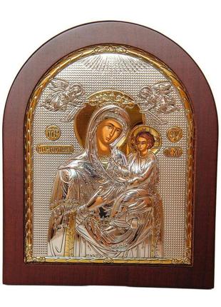 Икона скоропослушница божья матерь 13х11см в себере 925 украшена сусальным золотом