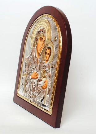 Икона иерусалимская божья матерь 31х26см в серебряном окладе 925 и позолоте2 фото