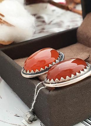 Серьги серебряные с сердоликом