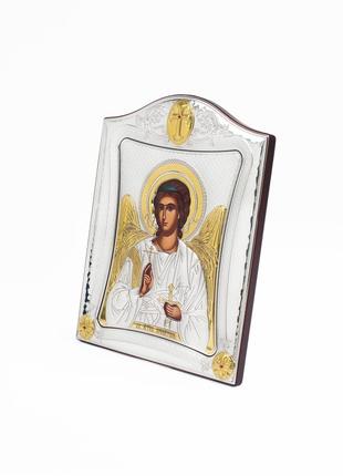 Ікона ангела охоронця 9,5x12,5см в срібній рамці з позолотою2 фото