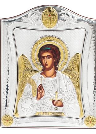 Икона ангела хранителя 9,5x12,5см в серебряной рамке с позолотой