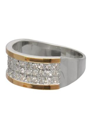 Женское серебряное кольцо с золотой пластиной "аркадия" №78-52 фото