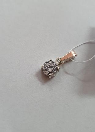 Підвіс срібний із золотою вставкою та круглим білим цирконом