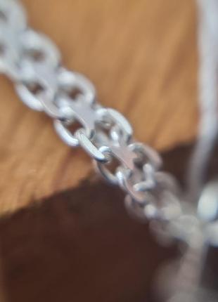 Цепочка серебряная с плетением двойной якорь 45 см5 фото
