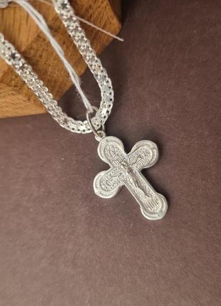 Ланцюжок срібний з плетінням подвійний якір 45 см