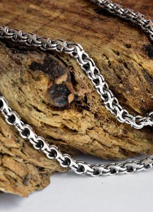 Срібний ланцюжок 925 проби зворотний круглий бісмарк в чорнінням 25123450