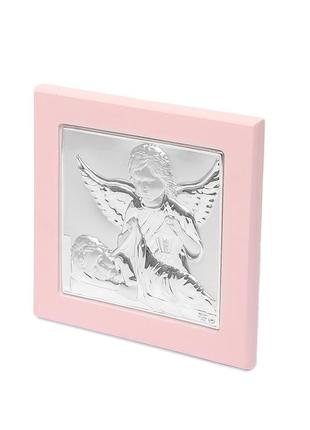 Ікона срібна ангел хранитель 11х11см у подарунок дівчинці на хрестини або день народження2 фото
