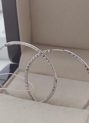 Серебряные серьги кольца тонкие без камней 35 мм