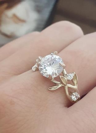 Серебряный комплект с золотом и фианитами