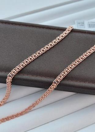 Цепочка серебряная с позолотой с плетением бисмарк 50 см