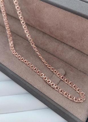 Цепочка серебряная с позолотой с плетением бисмарк 50 см