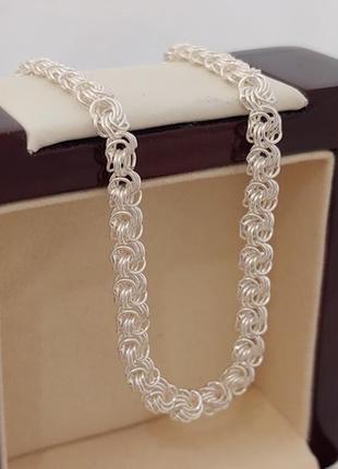 Срібний ланцюжок з плетінням троянда легка 45 см