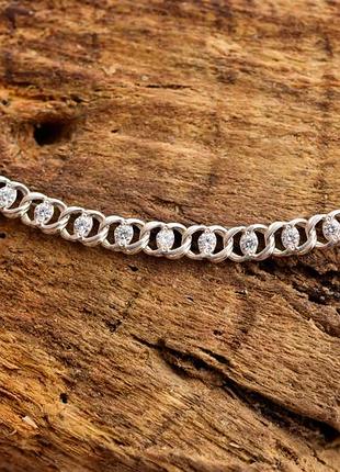 Женский серебряный браслет 925 пробы арабский бисмарк с фианитами 18 размер 24012/4-2,0118