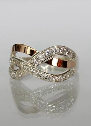 Серебряное кольцо с золотой пластиной3 фото