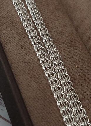 Серебряная массивная цепь с плетением венеция легкая 60 см