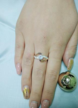 Серебряное кольцо "эталон" с золотом4 фото