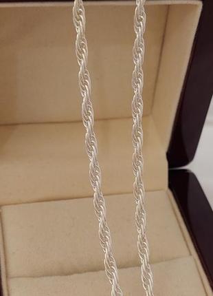 Серебряная цепочка с плетением жгут 45 см