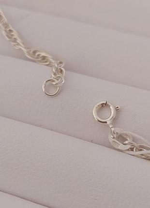 Серебряная цепочка с плетением жгут 45 см