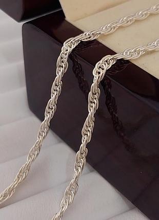 Серебряная цепочка с плетением жгут 45 см