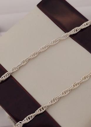 Серебряная цепочка с плетением жгут 45 см