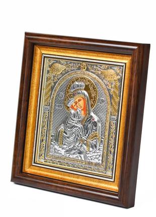 Почаевская икона божией матери 23,3х25,7см под стеклом в прямоугольном киоте2 фото