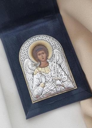 Ікона срібна янгола охоронця в оксамитовій кишеньковій книжці5 фото