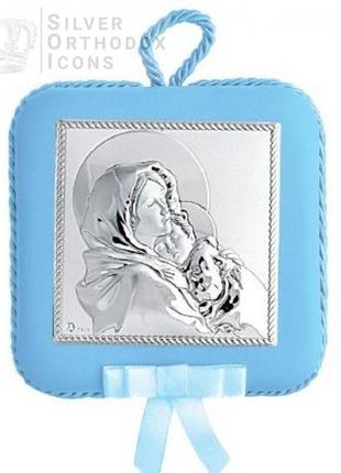 Детская подарочная иконка 10,5х10,5см мадонна с младенцем (роберто ферруццы) - с музыкой для мальчика