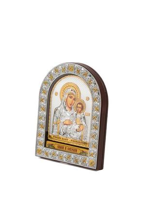 Єрусалимська ікона божої матері 16,5х21,5см під склом аркової форми в шкірі