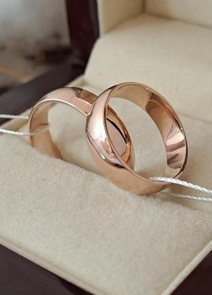 Позолоченные серебряные классические обручальные кольца пара9 фото