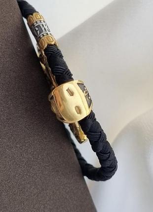 Комплект серебряный шнурок и крестик мужской с позолотой8 фото