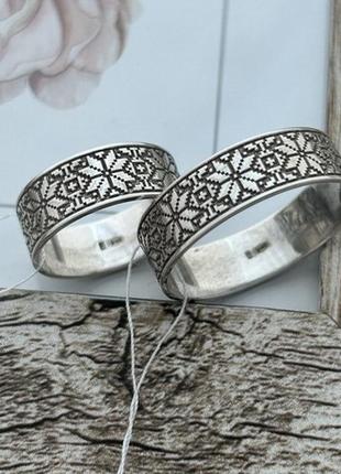 Обручки зі срібла з квітковим орнаментом пара6 фото
