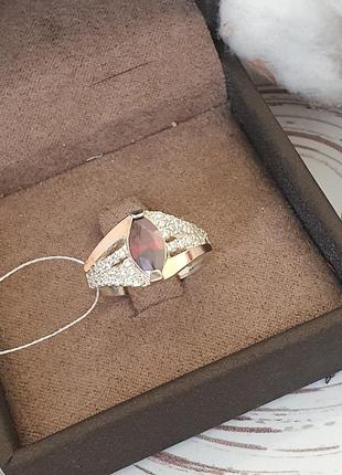 Серебряный гарнитур кольцо и серьги мимоза с золотом и цветными цирконами3 фото