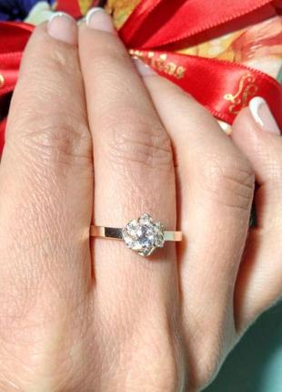 Серебряное кольцо "гламур" с золотом1 фото