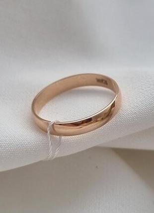 Золотое свадебное кольцо европейка тонкое, размер 18.5