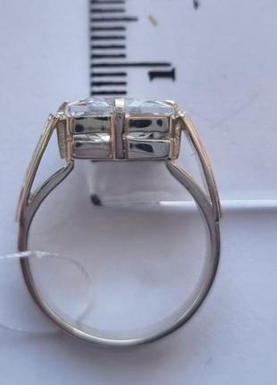 Серебряный комплект кольцо и серьги с золотом и цирконом9 фото