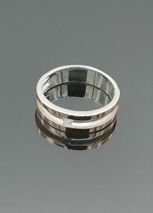 Серебряное кольцо "дуэт" с золотом4 фото