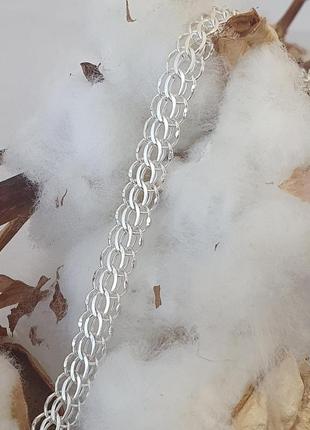 Серебряная цепочка с плетением венеция легкая3 фото