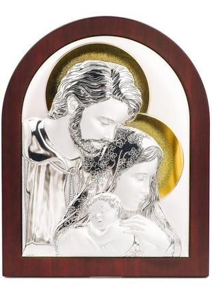 Икона святая семья 25х20см в серебряном окладе 925 и позолоте
