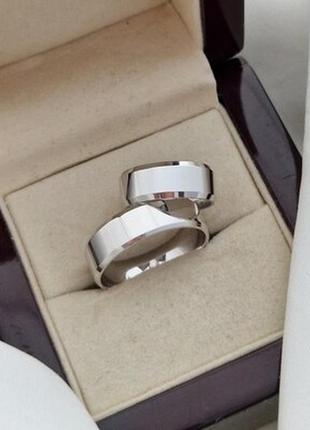 Обручальніе кольца из серебра гладкие широкие американки пара2 фото