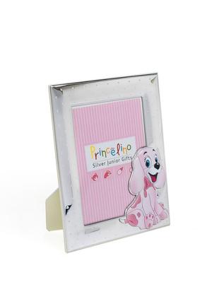 Дитяча фоторамка 13х18см для дівчинки срібна в розовому кольорі4 фото
