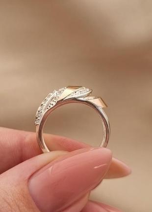 Гарнитур из серебра кольцо и серьги с золотом и фианитами5 фото