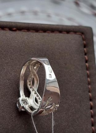 Кольцо серебряное двойное с золотыми пластинами и фианитами6 фото