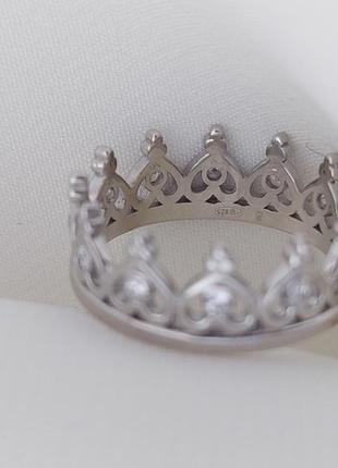 Кольцо серебряное корона с фианитами3 фото