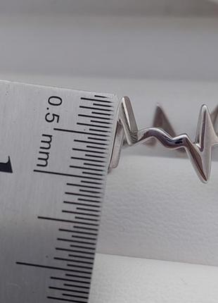 Кольцо серебряное незамкнутое кардиограмма без камней5 фото