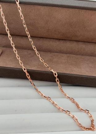 Серебряная цепочка с позолотой анкерного плетения на шею 60 см
