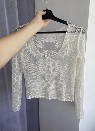 Нежная прозрачная блуза с вышивкой от zara3 фото