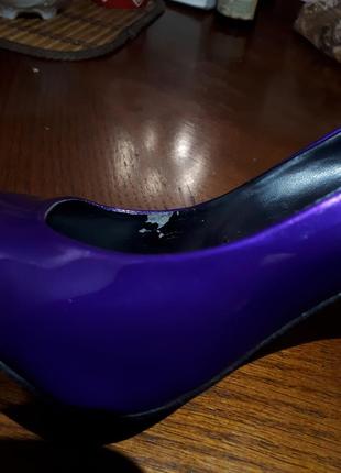 Туфлі на шпильці лак еко-шкіра 38 розмір фіолетовий фіолетові каблуки туфли на каблуке7 фото