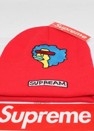 Стильна шапка supreme / супрім (унісекс) / червоний1 фото