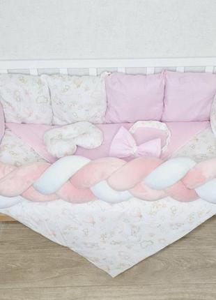 Постельный набор с косой "минимал" бортики защита в кроватку для новорожденного3 фото